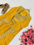 FANCY GEORGETTE THREAD, ZARI & SEQUENCE EMBROIDERY WORK LEHENGA BLOUSE AND SHRUG PARTY WEAR WHOLESALE PRICE ETHNIC GARMENT (6)