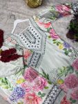 FANCY ITALIAN CHINON SILK FLORAL DIGITAL PRINT WORK CO-ORD SET OFFICE WEAR WHOLESALE PRICE ETHNIC GARMENT (2)
