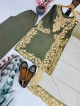 FANCY NATURAL SILK EMBROIDERY CHAIN STITCHED WORK TOP PALAZZO WITH DUPATTA FESTIVE WEAR WHOLESALE PRICE ETHNIC GARMENT (8)