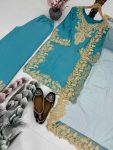 FANCY NATURAL SILK EMBROIDERY CHAIN STITCHED WORK TOP PALAZZO WITH DUPATTA FESTIVE WEAR WHOLESALE PRICE ETHNIC GARMENT (5)