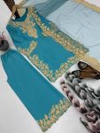 FANCY NATURAL SILK EMBROIDERY CHAIN STITCHED WORK TOP PALAZZO WITH DUPATTA FESTIVE WEAR WHOLESALE PRICE ETHNIC GARMENT (5)