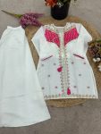 FANCY ROMAN SILK EMBROIDERY CODING SEQUENCE WORK WITH BEADS WORK CO-ORD SET PARTY WEAR WHOLESALE PRICE ETHNIC FARMENT (10)