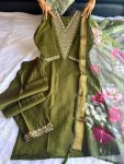 FANCY ROMAN SILK EMBROIDERY WITH SEQUENCE WORK TOP BOTTOM WITH DUPATTA FESTIVE WEAR WHOLESALE PRICE ETHNIC GARMENT (2)