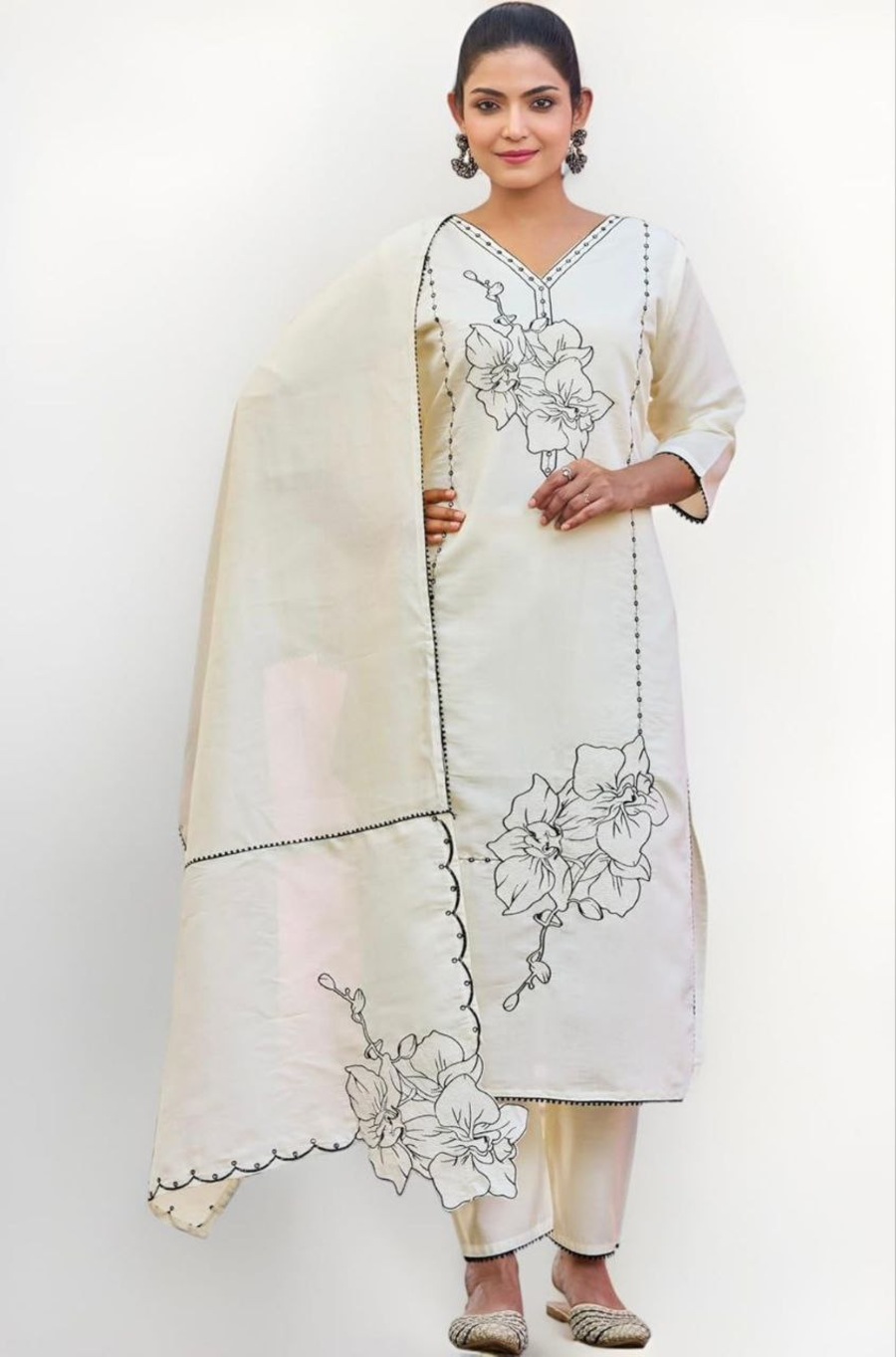 FANCY ROMAN SILK EMBROIDERY WORK TOP BOTTOM WITH DUPATTA OFFICE WEAR WHOLESALE PRICE ETHNIC GARMENT (7)