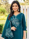 FANCY ROMAN SILK EMBROIDERY WORK TOP BOTTOM WITH DUPATTA OFFICE WEAR WHOLESALE PRICE ETHNIC GARMENT (6)