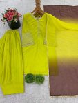 FANCY SATIN SILK EMBROIDERY SEQUENCE WORK TOP PATIYALA WITH DUPATTA FESTIVE WEAR WHOLESALE PRICE ETHNIC GARMENT (6)