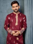 FANCY SOFT SILK MULTI THREAD EMBROIDERY WORK MEN’S KURTA PAYJAMA FESTIVE WEAR WHOLESALE PRICE ETHNIC GARMENT (3)