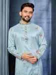 FANCY SOFT SILK MULTI THREAD EMBROIDERY WORK MEN’S KURTA PAYJAMA FESTIVE WEAR WHOLESALE PRICE ETHNIC GARMENT (5)