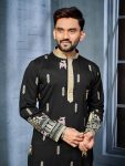FANCY SOFT SILK MULTI THREAD EMBROIDERY WORK MEN’S KURTA PAYJAMA FESTIVE WEAR WHOLESALE PRICE ETHNIC GARMENT (7)