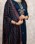 FANCY VISCOSE CHANDERI SEQUENCE CODING EMBROIDERY WORK TOP BOTTOM WITH DUPATTA FESTIVE WEAR WHOLESALE PRICE ETHNIC GARMENT (3)