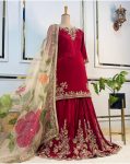 FASHIONABLE CHINON SILK EMBROIDERY SEQUENCE WORK TOP PALAZZO WITH DUPATTA WEDDING WEAR WHOLESALE PRICE ETHNIC GARMENT (2)