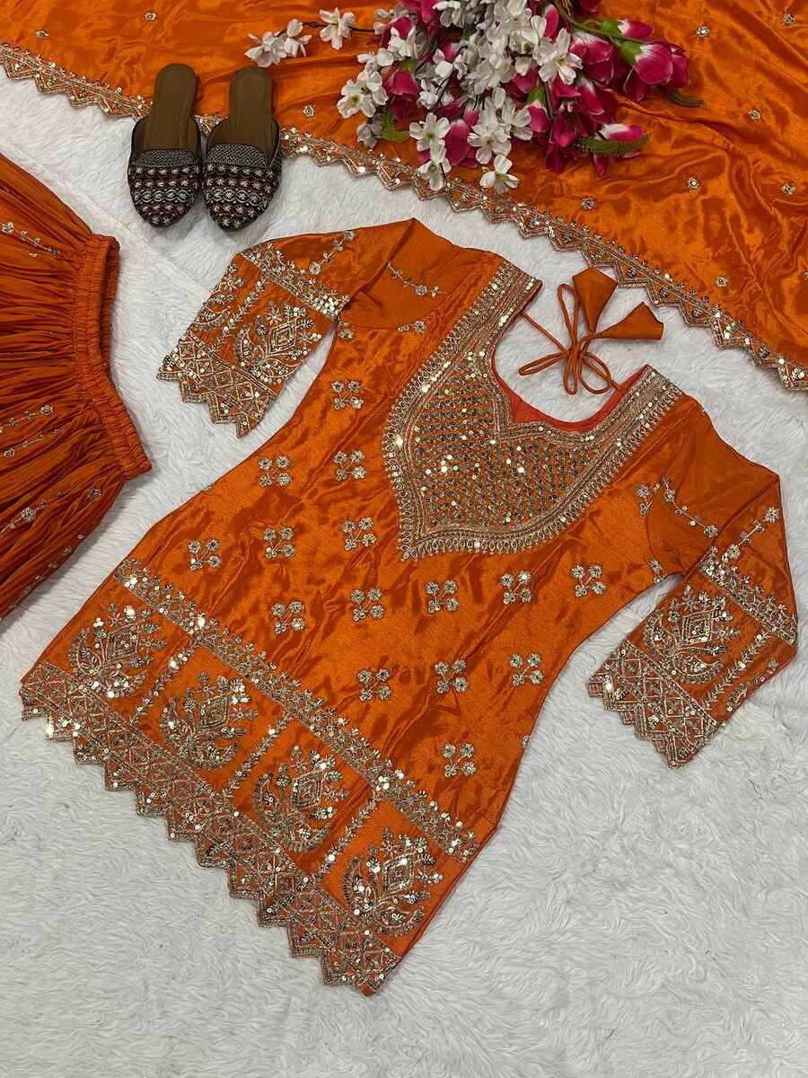 FASHIONABLE CHINON SILK SEQUENCE EMBROIDERY WORK TOP PALAZZO WITH DUPATTA FESTIVE WEAR WHOLESALE PRICE ETHNIC GARMENT (13)