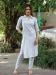 FASHIONABLE COTTON PLAIN TOP PENT SET WHITE