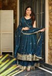 FASHIONABLE CRUNCHY SILK EMBROIDERY SEQUENCE WORK TOP PALAZZO WITH DUPATTA PARTY WEAR WHOLESALE PRICE ETHNIC GARMENT (13)