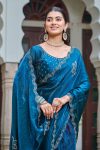 FASHIONABLE FENDY SILK DIAMOND WORK SAREE WITH UNSTITCHED BLOUSE PARTY WEAR WHOLESALE PRICE ETHNIC GARMENT (5)