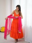 FASHIONABLE GEORGETTE CHIFFON PLAIN GOWN BOTTOM WITH DUPATTA FESTIVAL WEAR WHOLESALE PRICE ETHNIC GARMENT (3)