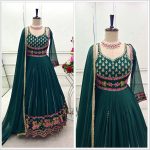 FASHIONABLE GEORGETTE EMBROIDERY SEQUENCE WORK GOWN BOTTOM WITH DUPATTA FESTIVAL WEAR WHOLESALE PRICE ETHNIC GARMENT (16)