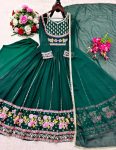 FASHIONABLE GEORGETTE EMBROIDERY SEQUENCE WORK GOWN BOTTOM WITH DUPATTA FESTIVAL WEAR WHOLESALE PRICE ETHNIC GARMENT (16)