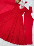 FASHIONABLE GEORGETTE LUKHNOWI SEQUENCE WORK ANARKALI GOWN BOTTOM WITH DUPATTA FESTIVE WEAR WHOLESALE PRICE ETHNIC GARMENT (3)