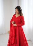 FASHIONABLE GEORGETTE LUKHNOWI SEQUENCE WORK ANARKALI GOWN BOTTOM WITH DUPATTA FESTIVE WEAR WHOLESALE PRICE ETHNIC GARMENT (3)