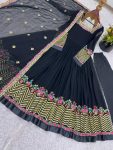 FASHIONABLE GEORGETTE MULTI THREAD HEAVY EMBROIDERY SEQUENCE WORK GOWN BOTTOM WITH DUPATTA WEDDING WEAR WHOLESALE PRICE ETHNIC GARMENT (4)