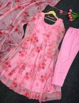 @FASHIONABLE ORGANZA FLORAL PRINT WORK ANARKALI BOTTOM WITH DUPATTA FESTIVAL WEAR WHOLESALE PRICE ETHNIC GARMENT (8)