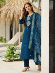FASHIONABLE RAYON EMBROIDERY WORK TOP BOTTOM WITH DUPATTA FESTIVE WEAR WHOLESALE PRICE ETHNIC GARMENT (2)