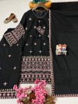 @FASHIONABLE ROMAN SILK COTTON ZARI, THREAD & SEQUENCE EMBROIDERY WORK TOP PALAZZO WITH DUPATTA PARTY WEAR WHOLESALE PRICE ETHNIC GARMENT (6)