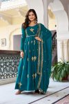GORGEOUS GEORGETTE THREAD WITH SEQUENCE WORK GOWN BOTTOM WITH DUPATTA GREEN