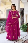 GORGEOUS GEORGETTE THREAD WITH SEQUENCE WORK GOWN BOTTOM WITH DUPATTA PINK