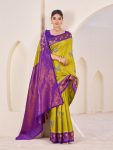 LATEST BANARASI ART SILK BUTTERFLY ZARI WORK WITH WOVEN BORDER SAREE WITH UNSTITCHED BLOUSE FESTIVAL WEAR WHOLESALE PRICE ETHNIC GARMENT (4)