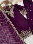 LATEST CHINON SILK DEMBROIDERY AND SEQUENCE WORK TOP PALAZZO WITH DUPATTA FESTIVAL WEAR WHOLESALE PRICE ETHNIC GARMENT (17)