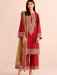 LATEST CHINON SILK DIGTAL PRINT WITH EMBROIDERY AND SEQUENCE WORK TOP PALAZZO WITH DUPATTA RED