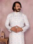 LATEST COTTON SEQUENCE WORK AND PRINTED MEN’S KURTA PAYJAMA PARTY WEAR WHOLESALE PRICE ETHNIC GARMENT (36)