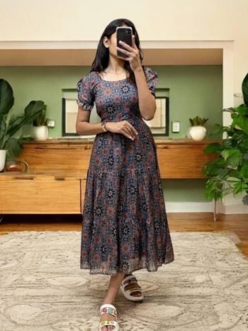 LATEST COTTON SILK DIGITAL PRINT WORK ONE PIECE DRESS MULTI