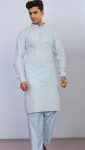 LATEST COTTON THREAD LACE WORK MEN'S KURTA PAYJAMA SKY