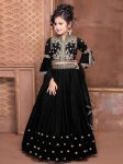 LATEST GEORGETTE EMBROIDERY SEQUENCE WORK KID'S TOP LEHENGA WITH DUPATTA BLACK