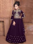 LATEST GEORGETTE EMBROIDERY SEQUENCE WORK KID'S TOP LEHENGA WITH DUPATTA PURPLE