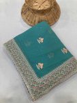LATEST GEORGETTE EMBROIDERY WITH PIPING BORDER WORK SAREE WITH UNSTITCHED BLOUSE PARTY WEAR WHOLESALE PRICE ETHNIC GARMENT (3)
