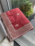 LATEST GEORGETTE EMBROIDERY WITH PIPING BORDER WORK SAREE WITH UNSTITCHED BLOUSE PARTY WEAR WHOLESALE PRICE ETHNIC GARMENT (8)