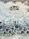 LATEST GEORGETTE EMBROIDERY WORK SAREE WITH UNSTITCHED BLOUSE WHITE