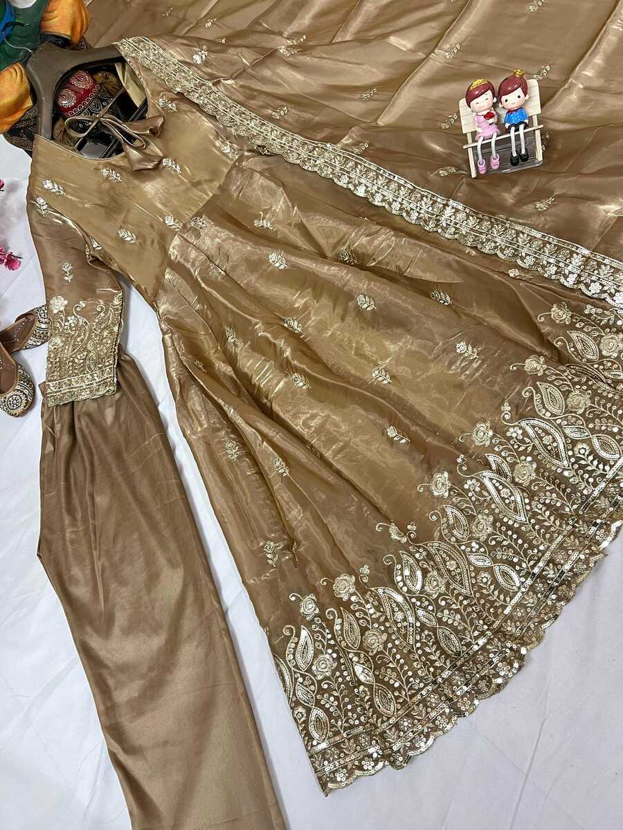 LATEST JIMMY CHOO EMBROIDERY THREAD WORK GOWN BOTTOM WITH DUPATTA PARTY WEAR WHOLESALE PRICE ETHNIC GARMENT (6)