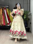LATEST KORA COTTON TRADITIONAL KALAMKARI AND FLORAL EMBROIDERY WORK ONE PEICE DRESS PINK