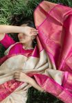 LATEST LICHI SILK JACQUARD WORK SAREE WITH UNSTITCHED BLOUSE CASUAL WEAR WHOLESALE PRICE ETHNIC GARMENT (2)