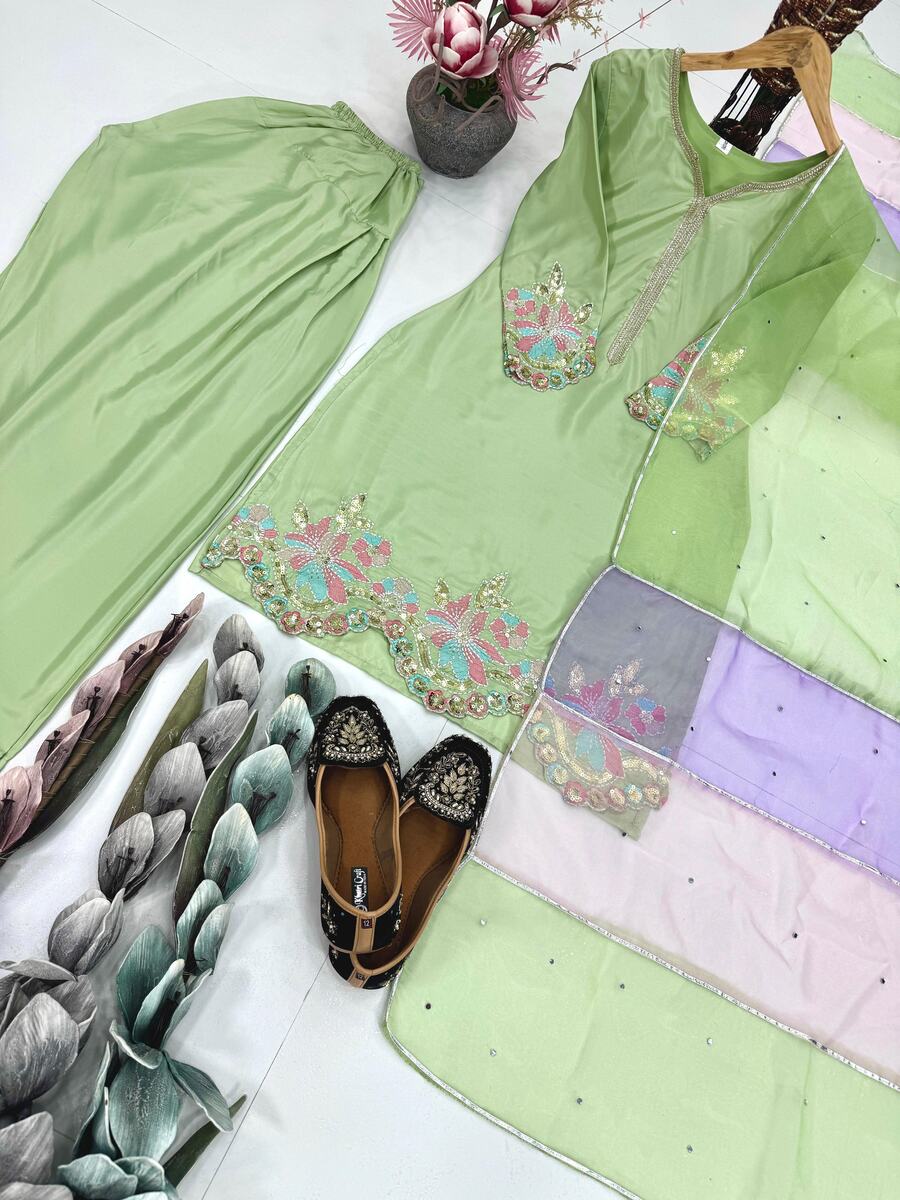 LATEST NATURAL CREPE EMBROIDERY SEQUENCE WORK TOP PATIYALA WITH DUPATTA CASUAL WEAR WHOLESALE PRICE ETHNIC GARMENT (5)