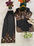 LATEST NATURAL CREPE EMBROIDERY WITH MULTI COLOR TREAD AND HAND WORK KURTI PALAZZO SET FESTIVE WEAR WHOLESALE PRICE ETHNIC GARMENT (6)