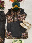 LATEST NATURAL CREPE EMBROIDERY WITH MULTI COLOR TREAD AND HAND WORK KURTI PALAZZO SET FESTIVE WEAR WHOLESALE PRICE ETHNIC GARMENT (6)