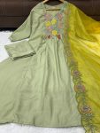 LATEST PARAMPARA SILK EMBROIDERY WORK TOP BOTTOM WITH DUPATTA CASUAL WEAR WHOLESALE PRICE ETHNIC GARMENT (2)