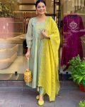 LATEST PARAMPARA SILK EMBROIDERY WORK TOP BOTTOM WITH DUPATTA YELLOW