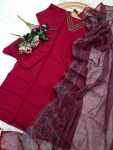 LATEST PARAMPARA SILK EMBROIDERY WORK TOP BOTTOM WITH DUPATTA FORMAL WEAR WHOLESALE PRICE ETHNIC GARMENT (6)